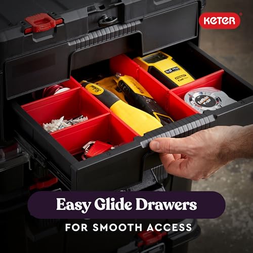 Keter Stack-n-Roll Two Drawer Tool Box for Small Parts and Power Tool Accessories, Fits Keter Modular Tool Storage System - size: 2 Drawer