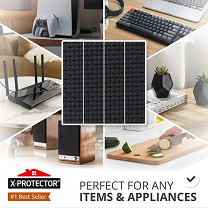 X-PROTECTOR Non-Slip Furniture Pads 8 PCS 1” x 4” - Rubber Furniture Grippers - Self-Adhesive Floor Protectors Grips for Furniture Feet! - size: 8 Rectangular 1 x 4"