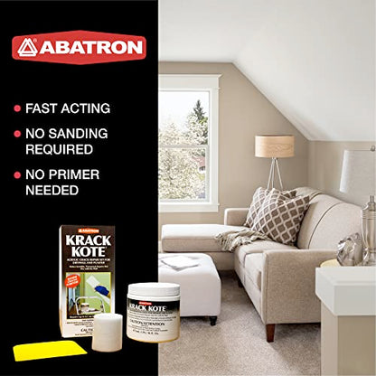 Abatron Krack Kote - Drywall and Plaster Repair Kit with Acrylic Emulsion and Polyester Mesh - Drywall Patch Kit for Cracks in Indoor Surfaces