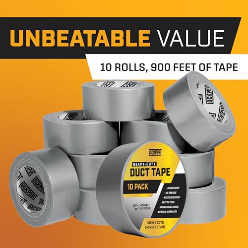 Lockport Duct Tape Heavy Duty Waterproof - 10 Roll Pack Silver Duct Tape Bulk - 30 Yards x 2 Inch - No Residue, Flexible, Strong, All- Weather Resistant and Easy Tear - Grey Heavy Duty - size: “10 Pack”