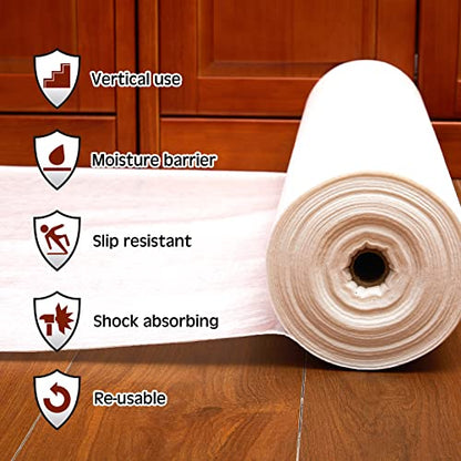 Amylove Temporary Floor Protection Anti Slip Carpet Protector Reusable Waterproof Temporary Flooring over Carpet Self Adhesive Padded Floor Covering, Paint Proof, Protects Hardwood and Tile (50 Feet) - size: 3' x 50' (Rectangular)