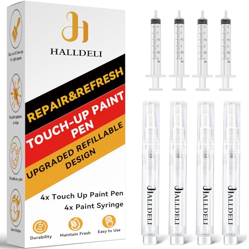 Fillable Touch Up Paint Pen Brush, 4 Pack User-Friendly Refillable Paint Pens, Multiple Applications Touch-Up Paint Brushes for Walls, Wood, Floor, Cabinets, Doors and Windows (8 Pcs Kit) - size: 8 Count (Pack of 1)