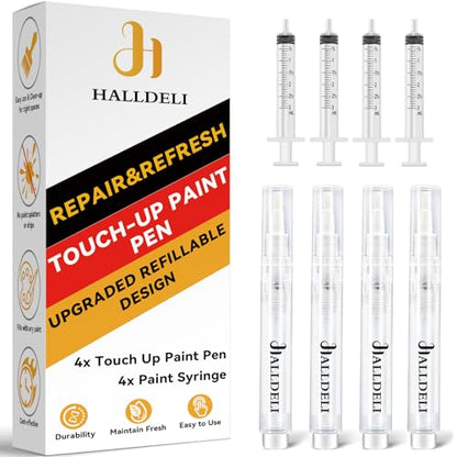 Fillable Touch Up Paint Pen Brush, 4 Pack User-Friendly Refillable Paint Pens, Multiple Applications Touch-Up Paint Brushes for Walls, Wood, Floor, Cabinets, Doors and Windows (8 Pcs Kit) - size: 8 Count (Pack of 1)