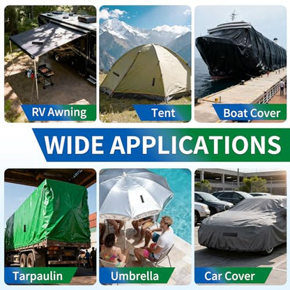 YONGJIN RV Awning Repair Tape, Heavy Duty Outdoor Tent Repair Tape and Tarp Tape, Waterproof Tarp Patch Kit for Camper, Boat Covers, Canvas, Sail, Canopy, and Outdoor Fabric Tear Repair (3 inch) - size: 3 inch