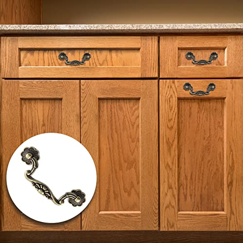 Uenhoy 6 Pcs 3.75 Inch Vintage Drop Bail Drawer Pulls Bail Handle Drop Pulls Antique Bronze Cabinet Pull Handles (3.75" Hole Spacing, 4.5" Total Length) - size: 3.75 Inch Hole Spacing