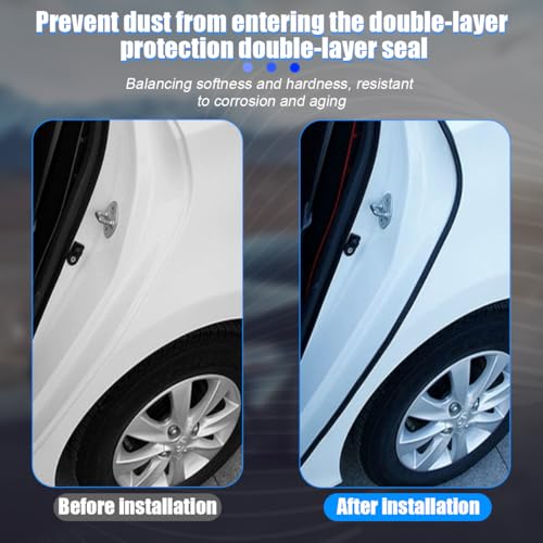 Double Layer Car Door Rubber Seal Strip, 32.80FT 2 Holes Noise Insulation Automotive Sealing Strip Stickers, Self-Adhesive Vehicle Stripping Edge Protector Accessories, Universal Fit