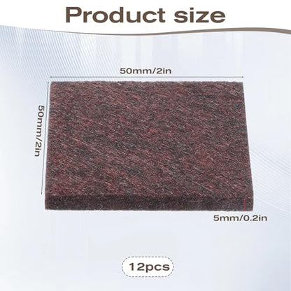 12Pcs Square Felt Furniture Pads 2 inch x 2 inch Self-Adhesive Table Leg Floor Protectors Cuttable Anti Scratch Furniture Pads for Hardwood Floors (Brown)