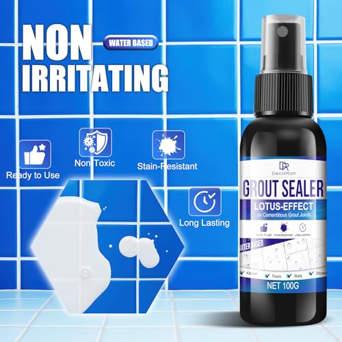 Grout Sealer, Waterproof Tile Sealer for Shower Tile, Floor, Kitchen - 2-in-1 Spraying & Squeezing Application - Clear Fast Dry Stain Resistant Grout Sealant for Bathroom, Shower, Marble