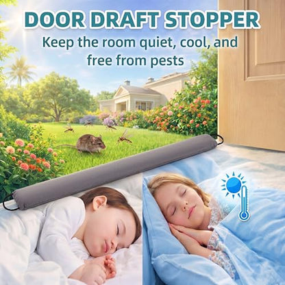 Gisafai 2 Pcs 60 Inch Long Door Draft Stopper Under Door Draft Blocker Noise Wind Stopper for Home Balcony Office(Grey, Regular Styles) - size: 60 Inch