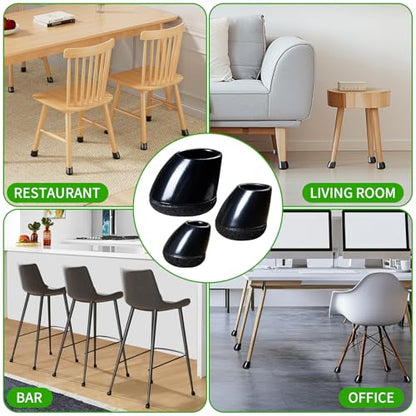 8 PCS Small Chair Leg Floor Protectors for Hardwood Floors, Round Silicone Caps with Felt Pads for 15-25° Slanted Legs, Chair Leg Covers to Protect Floors, Anti-Scratch & Noise(Black, Fit 0.55"-0.75") - size: S-8pcs-(fit:0.55"-0.75")-black
