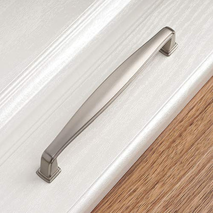 KOOFIZO 10 Pack 5 Inch Brushed Nickel Kitchen Cabinet Pulls Satin Silver Cabinet Handles Nickel Cabinet Hardware for Kitchen Cabinets 1817 Drawer Dresser Cupboard Bedroom - color: Brushed Nickel, size: 5" CC - 10Pcs