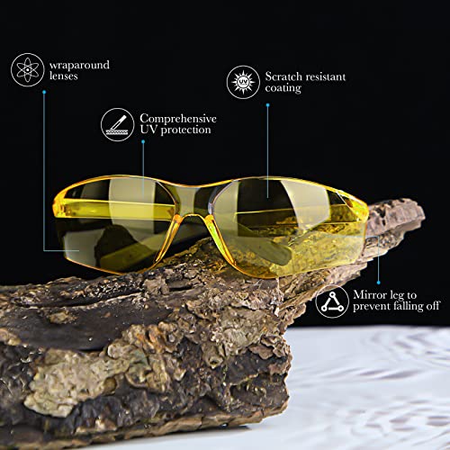 Queekay 12 Pack Safety Glasses Bulk Impact UV Scratch Glasses Protective Eyewear for Men Women Adolescents Eye Protection for Work Lab Construction Science (Amber) - color: Amber