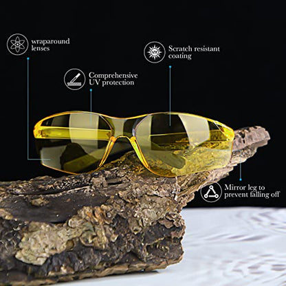 Queekay 12 Pack Safety Glasses Bulk Impact UV Scratch Glasses Protective Eyewear for Men Women Adolescents Eye Protection for Work Lab Construction Science (Amber) - color: Amber