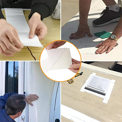 CircleRoad RV Roof Tape White, 6 Inch X 50 Feet RV Repair Sealant Tape, Stop Camper Roof Leaks, UV-Resistant, Weatherproof and Reliable for Camper, Trailer, Boat (6In-50FT) - style: 6In-50FT