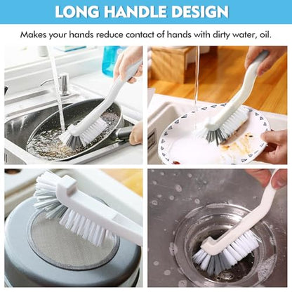 Dish Scrub Brush 8PCS Small Scrub Brush Nylon Gap Cleaning Brush for Household Use on Bathroom, Kitchen, Tile Floors, Sink, Grooves, Window Tracks (8 Brushes + 8 Hooks)