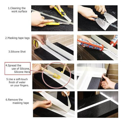 8pcs Caulking Tool Kit,Reusable Caulking Spatula,Caulk Remover Tool, 4 Size Silicone Caulking Tool for Corners, Brick, Floors, Tiles, Walls, Bathroom, Kitchen