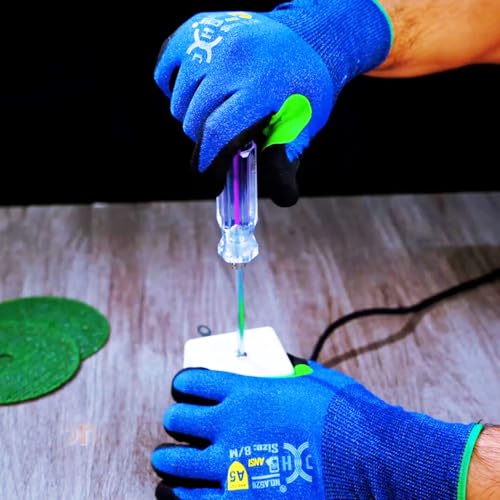J H 24G Ultra Thin A5 Cut Resistant Gloves, HPPE Nitrile Coated Breathable Work Gloves, Touchscreen Friendly, 3 Pairs - size: M (3Pairs)