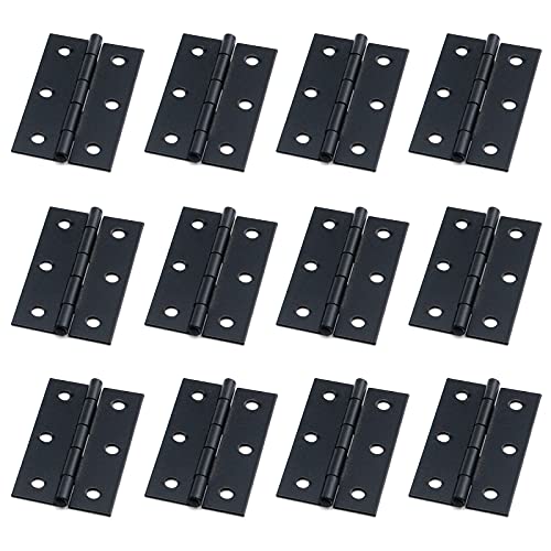 Antrader Cabinet Gate Closet Door Hinge 2-2/5'' Long Home Furniture Hardware Folding Hinge Black Pack of 12 - color: Black, size: 2.36" x 1.47", 12pcs