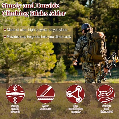 ROLLINJ 1 Step Climbing Aid Strap, Aiders for Climbing Sticks Hunting Ladder Rope – Heavy-Duty Tree Stand Safety Support Rope with Anti-Slip Tube, Ladder Sticks & Tree Stand Setup