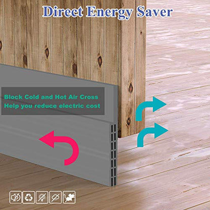 [New Upgrade] Huge Gap Door Draft Stopper, 3.4" W Widened Door Sweep Seal Gap Up to 1.8" for Interior & Exterior Doors - Keeping Draft, Noise, Dust and Unwanted Animals Out,3.4" W x 39" L,Grey - size: Grey