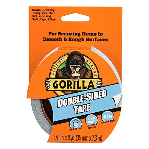 Gorilla Double-Sided Tape, 1.41" x 8 yd, Gray, (Pack of 1) - size: 1 - Pack