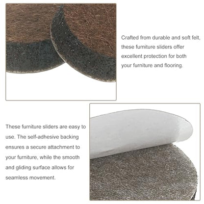 uxcell Furniture Pads, 36Pcs 0.5" - Round Self Adhesive Felt Furniture Pads, Floor Protectors for Furniture Feet Chairs Legs Hardwood Floors (Brown) - size: 0.5"