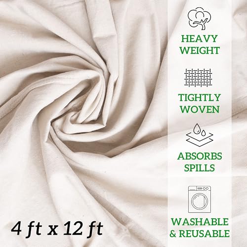 GREEN LIFESTYLE All Purpose Canvas Drop Cloths - Drop Cloth for Painting, Floor Cover, Heavy Duty Protection for Furniture & Surfaces, Reusable Painters Canvas Tarp for Renovation & Home (2 Pack 4x12) - size: 2 Pack - 4x12