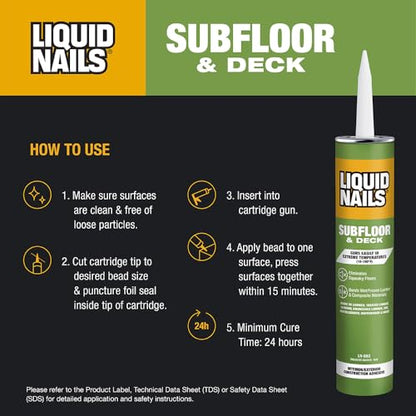 Liquid Nails LNP-602 Subfloor and Deck Construction Adhesive (LN602), 28 oz (Pack of 2) - size: 28 Ounce (Pack of 2)