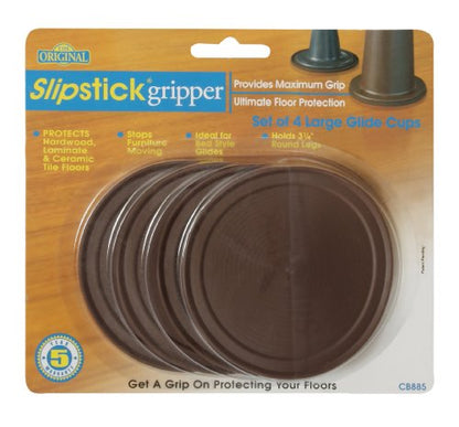 Slipstick CB885 3-1/2 Inch Large Non Slip Rubber Floor Surface Protector Pads (Set of 4 Grippers) Round - Chocolate Brown - size: 3-1/2 Inch
