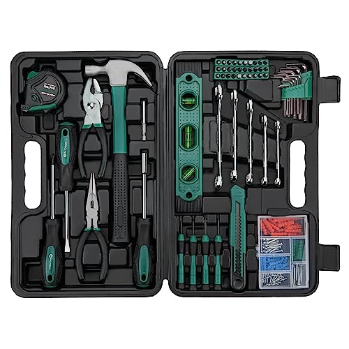 CARTMAN 152-Piece Basic Household Hand Tool Set,with Toolbox Storage Case, All Purpose Home Tool Kit Includes Essential Tools for Office College Repairs Green - color: Green
