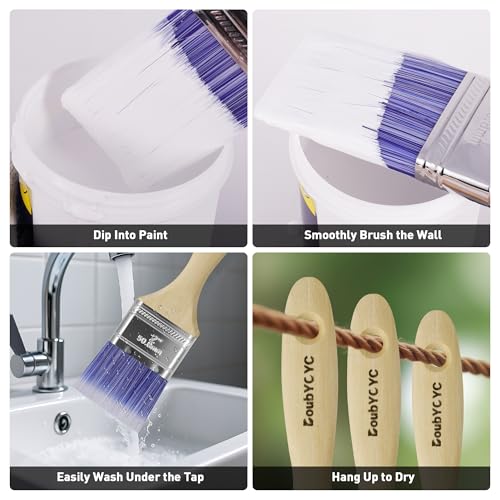 Paint Brushes - 24 Pack, 2" Flat Brushes, Paint Brush Set, Wood Paint Brushes for Walls, Stain & All Oil Paints - Home Improvement - Interior & Exterior Use - color: 24 Pack