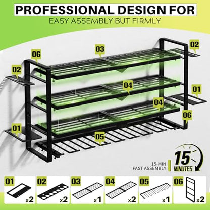 Hipidian Fathers Day Best Gifts for Daddy, Heavy Duty Power Tool Organizer Wall Mount- 400lb Capacity 4-Tier Storage Rack with 8 Drill Holders for Garage Tools, Birthday Gifts for Men Dad Husband - size: 7.48 X 31.5 X 15.75 Inches