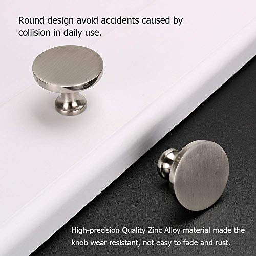 homdiy 10 Pack Brushed Nickel Cabinet Knobs, Solid Round Drawer Knobs, Modern Kitchen Cabinet Hardware for Bedroom Dresser, Cupboard, Drawers - color: Satin Nickel, size: 10 Pack