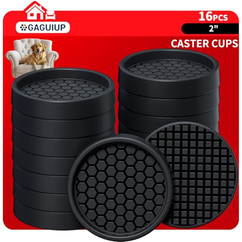 Non Slip Furniture Pads - 2" Anti Skid Caster Cups, 16PCS Round Furniture Coasters for Hardwood Floors, Anti Slide Furniture Cup Bed Couch Floor Protectors,Furniture Stoppers to Prevent Sliding(Black) - size: 2" 16pcs Black