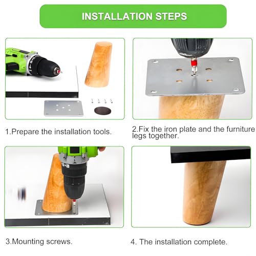 4PSC Furniture Leg Bracket Leg Mounting Plates Flat Mounting Bracket for Sofa Leg Maintenance Chair Leg Connector DIY Leg Connector with Screws T Plate Connector