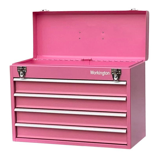 Workington Portable Metal Tool Chest with 4 Drawers, 20" 4-Drawer Tool Chest Cabinet with Ball Bearing Drawer Slides, Steel Tool Storage Box Organizer 4004 Pink - color: Pink