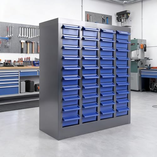 40-Drawer Nut and Bolt Organizer, Small Parts Organizer with Alloy Steel Frame & ABS Drawers, Bolt Bin for Garage, Teacher Toolboxes, Makeup & Workshop, Tool Hardware Storage (40-grid Drawer) - color: 40-grid Drawer