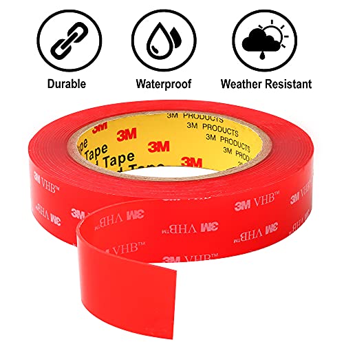 CANOPUS Double Sided Mounting Tape, Strong & Heavy Duty, Permanent Clear 4910, for Indoor Outdoor Fixing, DIY Crafts, LED Lights, Car Glass, Home & Office Walls Decoration, 1in x 15ft, Made in USA - size: 1in x 15ft