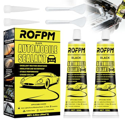 Automotive Adhesive Sealant Black, 100ml Auto Body Glue Heat Resistant, Silicone Adhesive Sealant for Repair Car Body, Windows, Trunk, Interior, Metal (1.69 floz*2)