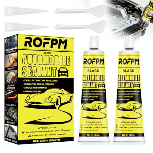 Automotive Adhesive Sealant Black, 100ml Auto Body Glue Heat Resistant, Silicone Adhesive Sealant for Repair Car Body, Windows, Trunk, Interior, Metal (1.69 floz*2)