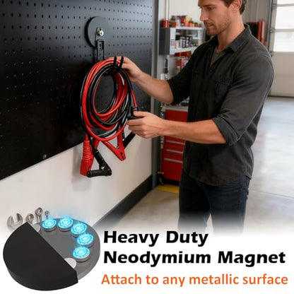 MUTUACTOR Updatde Magnetic Hooks,40lbs 2Packs Strong Magnetic Hooks Heavy Duty,Anti-Scratch Heavy Duty Double Metal J-Hook for Organizing Cordless Impact Drivers Trailer Cord Garden Shovel Tool Box - style: Updated 3.46in Magnet J Black Hooks 2PCS