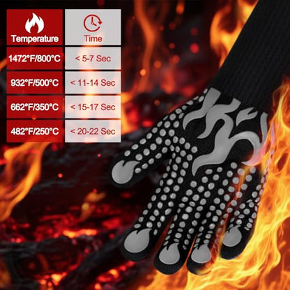 Comsmart BBQ Gloves, 1472F Heat Resistant Silicone Non-Slip Oven Mitts, Long Kitchen Gloves Perfect for Grilling, Cooking, Baking, Cutting - color: Gray, size: long