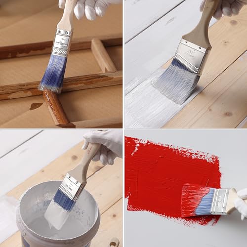 Bates- Angle Paint Brushes for Walls and Trim, 2.5 Inch, 3 Pack, Treated Wood Handle, Stainless Steel Ferrule, Wall Paint Brushes - color: Wood Handle Angle, size: 3 Pack, 2.5", Different Lengths