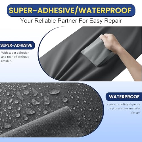 Self-Adhesive Canvas Repair Tape, 4" x 79" Waterproof Canvas Repair Patch, Fabric Patch Repairs Kit for Furniture, Tents, Sunbrellas, Boat Covers Awnings, Couches, Clothes, Bags Dark Gray - color: Dark Gray, size: 4" x 79"