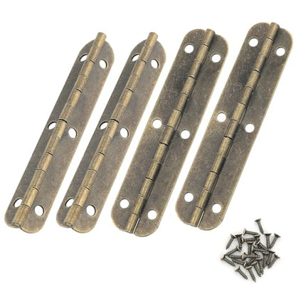 4PCS 180 Degree Long Bronze Plated Piano Hinges Wooden Box Small Hinge Wooden Box Connect Mount Hinges with Screws