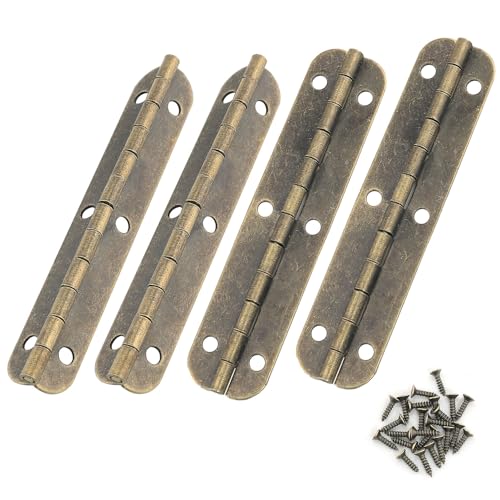 4PCS 180 Degree Long Bronze Plated Piano Hinges Wooden Box Small Hinge Wooden Box Connect Mount Hinges with Screws