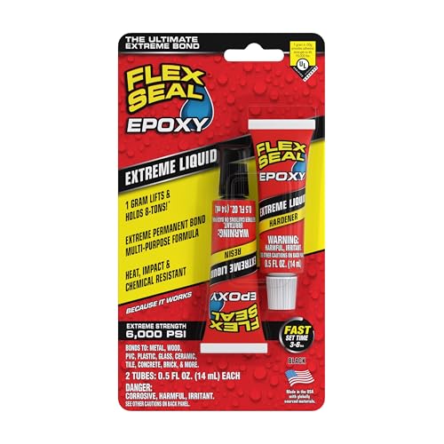 Flex Seal Epoxy, Extreme Liquid, Multi-Purpose, Durable, Permanent, Watertight, Long-Lasting Bond, for Automotive, Marine, Plumbing, Home, & Tool Repairs, Cures Black, 2 Tubes: 0.5 fl oz (14 mL) Each - style: 2 Tubes: 0.5 fl oz (14 mL) Each