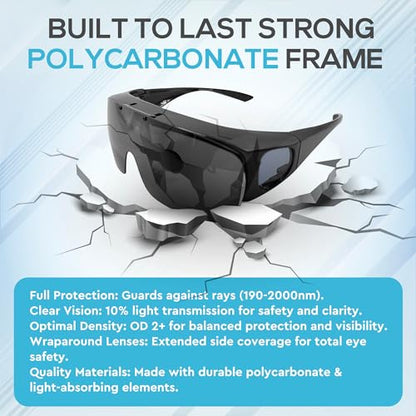 LASIK Recovery Sunglasses – UV400 Dark Glasses for Eye Surgery & Light Sensitivity | Fit-Over Flip-Up Protective Eyewear
