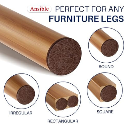 Ansible 60 PCS Felt Furniture Pads 1", Felt Pads for Chair Leg Floor Protectors for Hardwood Floors Round (Brown) - size: 60 PCS 1" Brown, Round