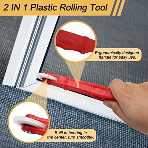 14Pcs Screen Repair Kit, Screen Repair Spline Tool 2Pcs Screen Rolling Tool with Bearing Spline Tools/Screen Spline Removal Hook/Groove Cleaning Brush/ 10Pcs Screen Installer Clips